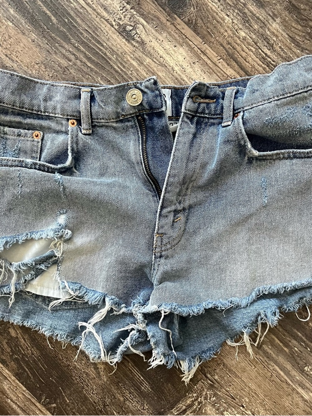 Urban Outfitters Light Blue Distressed Denim Cutoff Shorts